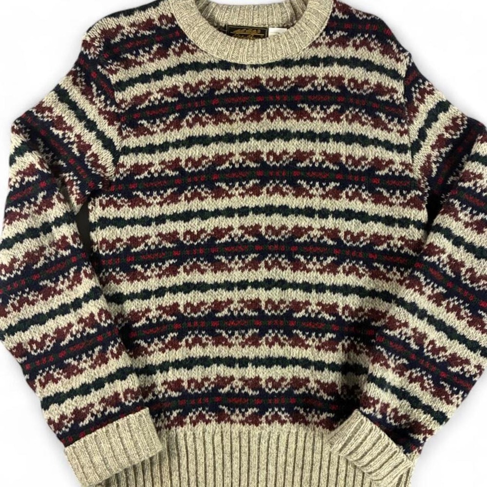 Vintage/1980s Eddie Bauer Black Label. 85% Wool crewneck Sweater. Made in USA. M